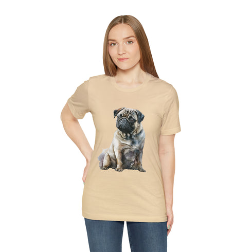 Loving Pug in Watercolor - Short Sleeve Tee